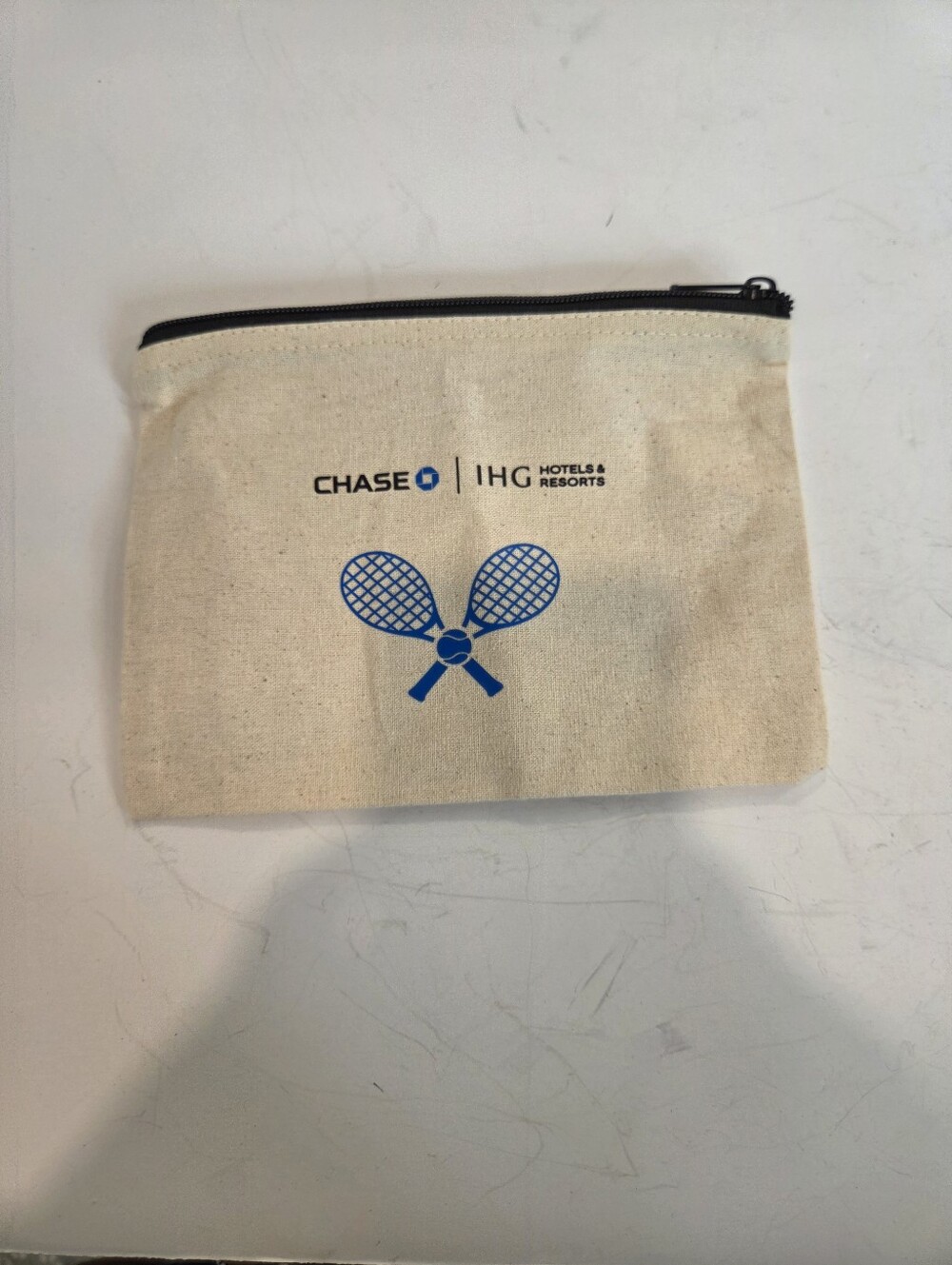 Chase | IHG TENNIS Beige Canvas Zip Pouch - New